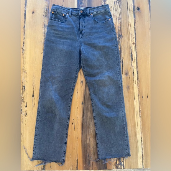 Madewell 90s Straight Crop Jeans  Washed Black Size 28 - Picture 2 of 5